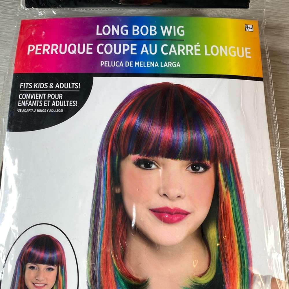 NWT Long Bob Wig Rainbow